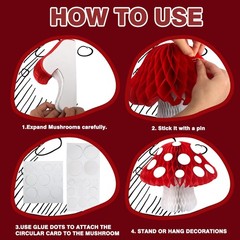 3Pcs Mushroom Honeycomb Decor Shaped Tissue Paper Variety Pack, Red