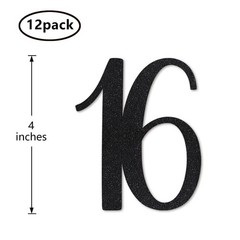 Black Glitter 16 CutOut Numbers 16th Birthday Party Anniversary Decor