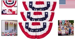 4th of July Decorations, 1.5 x 3 FT American Flag Banner, 1 PCS Pleated Fan …