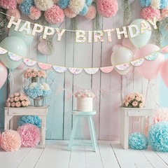 2 Pcs 9.84 ft Floral Happy Banner English Happy Banner Garden Vintage Decorat…