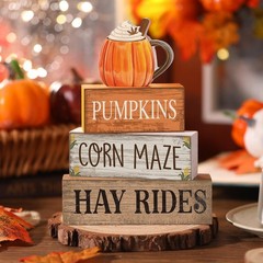 4 PCS Fall Cream Cups Tiered Tray Decor Rustic Thanksgiving Centerpiece