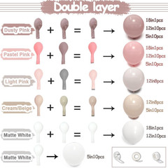 Pastel Pink White Balloon Arch Double Stuffed Light Pink White Sand Beige Cream
