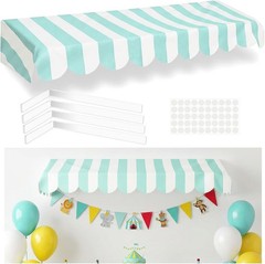 Waterproof Circus Awning Decor Farmers Market Decoration Cyan White 3D Striped