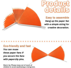 Orange Paper Fans Party Decoration Hanging Paper Fan Flowers Kids round Pattern
