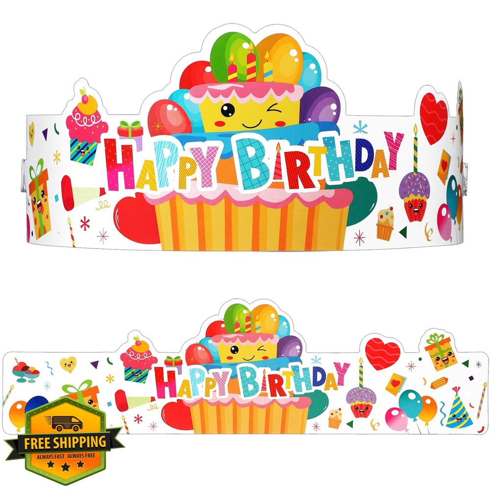 Outus 42pk Happy Birthday Crowns Modern Style