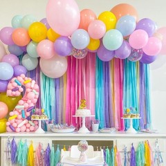 6 PCS Macaron Crepe Paper Streamers 2.2 Inch x 123 Ft Party Backdrop Decor
