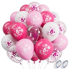 th Anniversary Balloons 3PCS 12Inch Latex Number Printed Balloons 1-9 8 Pink