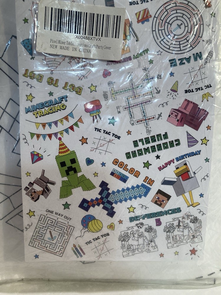 MINECRAFT Gamer Happy Birthday Party Color DYI TABLE COVER tablecloth