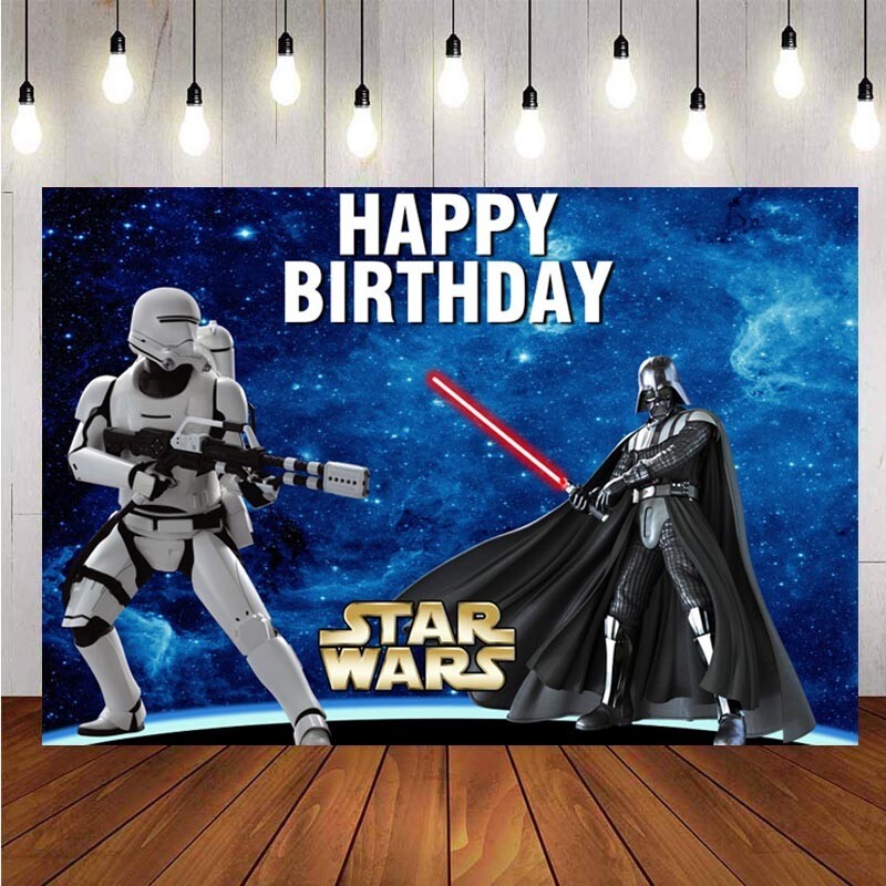 Star Wars Backdrop Universe Boys Happy Birthday Party Photo Background Banner