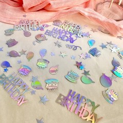 300 PCS Happy Birthday Iridescent Glitter Confetti Table Cake Party Decor