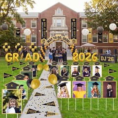 13 Pcs Glitter Graduation Yard Signs with Stakes, Class of 2026 Outdoor Decor, P