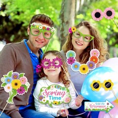 Spring Photo Booth Props with Sticks,Flowers Photo Booth Props,Spring Party D…