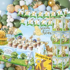 159pcs Blue Winnie Baby Shower Decorations Kit, Vintage Pooh Party Supplies, …