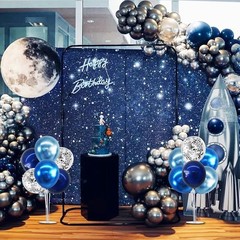 4 Set Metallic Blue Silver Balloon Stand Centerpiece Table Decorations for Me…