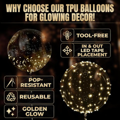 10 Pcs LED Light up Balloons – Clear TPU Material with Individual Switches