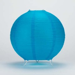 Turquoise Blue Round Centerpiece Candle Lantern w/ Fine Lines (Lantern Only)