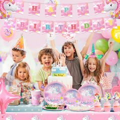 178 Unicorn Party Decorations Rainbow Birthday Supply Balloon Plates Cake Topper