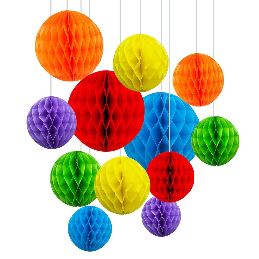 Colorful Honeycomb Decor, 12Pcs 6 10 Inch Hanging Balls, Wedding