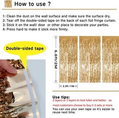 3 PCS Gold Tinsel Foil Fringe Curtains 3.3×6.6ft Photo Booth Party Decorations