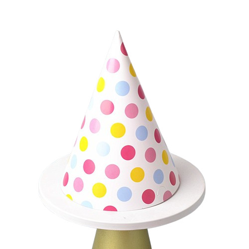 10 Pack Birthday Party Hats for Kids, Polka Dots Design