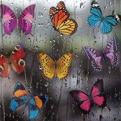 Outus 40 Pieces Butterfly Anti-Collision Window Decals Spring Multicolor