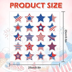 40pcs Patriotic Star Thick Gel Clings Red Blue White 4th of July Star Reusable W