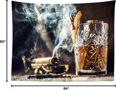 7X5Ft Fabric Cigar and Whiskey Backdrops for Photography Burning Cigarette Whisk