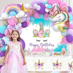 Unicorn Birthday Decorations Party Supplies for Girls, Purple Unicorn Balloon…
