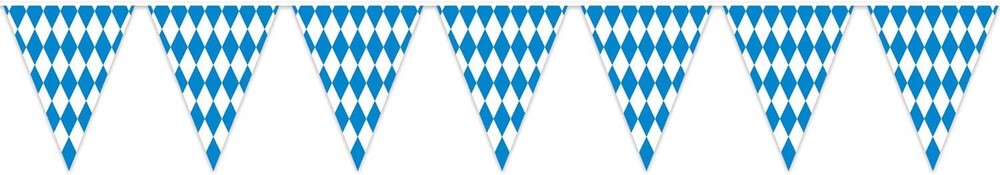 Blue & White Checkered Oktoberfest Theme Party Decoration 12 ft. Pennant Banner