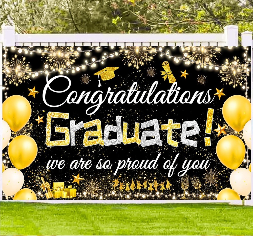 Congratulations Graduate We Are So Proud of You Banner Backdrop Photo Booth Sign