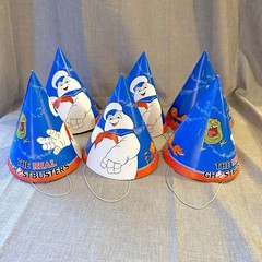 6x Vintage 1986 REAL GHOSTBUSTERS Birthday Party Hats Staypuft Slimer