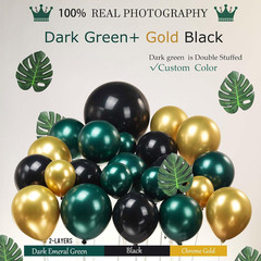 Emerald Green and Gold Black Balloon Garland Arch Kit Luxury Double Stuffed
