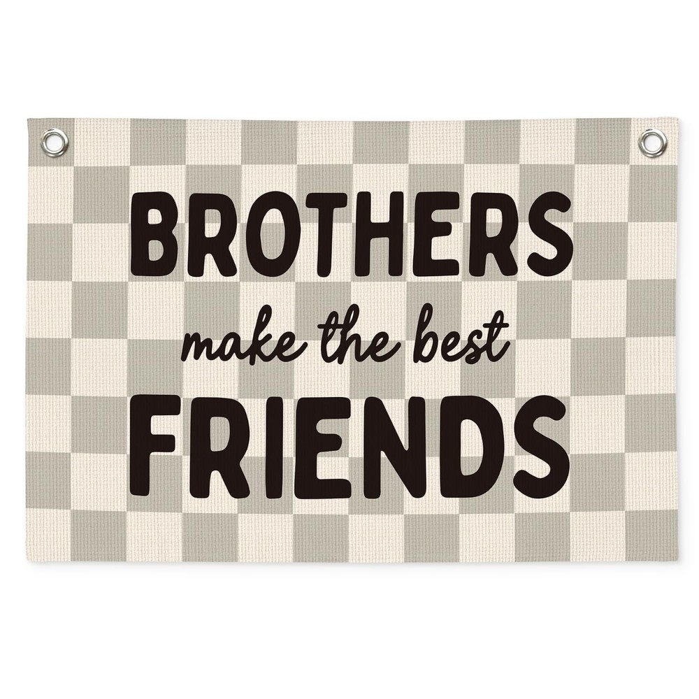 Brothers Make the Best Friends Wall Art,Boys Room Decor Banner Wall Hanging,P…
