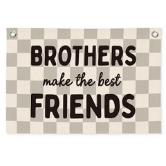 Brothers Make the Best Friends Wall Art,Boys Room Decor Banner Wall Hanging,P…