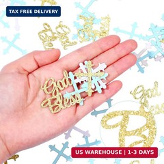 Marspark 300 Pcs Baptism Confetti Glitter Cross God Bless Table Confetti Cross D