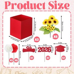 24 Pcs Class of 2026 Graduation Table Centerpieces Decor 6/7 Inch Graduation …