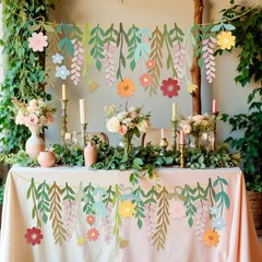 2 Pack Flower Banner, Colorful Floral Leaf Garland, Double-Sided Waterproof B…
