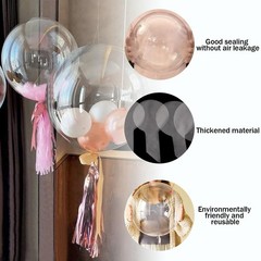 Clear BoBo Balloons – 10pcs 30inch Large Transparent Bubble Globos with Ribbo…