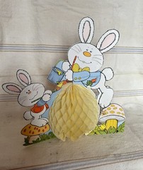 Vintage Hallmark Easter Bunny Table Top Honeycomb Decor Painted Easter Egg