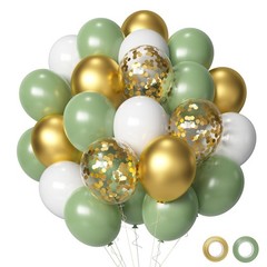 Sage green Balloons, 50Pcs 12 inch Sage Green Gold Confetti Party Balloons