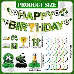 16 Pcs Soccer Birthday Party Decorations Include Soccer Happy Birthday Banner…
