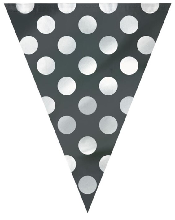 Polka Dot Party Flag Banner Bunting 3.6m – Pink Black Blue Green Yellow Red (3)
