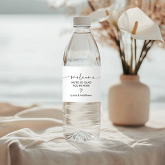 Wedding Water Bottle Label, Minimalist Wedding Welcome Stickers – Rectangles
