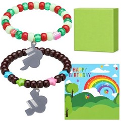 2pcs Rainbow Flowers Friendship Bracelets Matching Bracelets with Cards Game