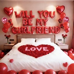 Red 16″ Will You Be My Girlfriend Balloons Letters – 18″ Heart Balloons Alpha…