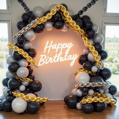 100pcs Long Twisting Skinny Balloons, Black Metallic Gold and Siver Long Ball…