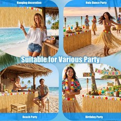 2 Pack Luau Grass Table Skirt, Luau Party Decorations, Natural 108″ X 29.5″ Hawa