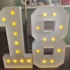 Large Light-Up White Number 18 Party Table Decoration for 18th Birthday