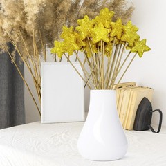 160 Pcs Gold and Silver Star Decor Set with Flat Star Picks and Mixed Sticker…