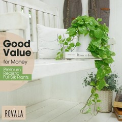 ROVALA Silk Plants for Home Decor Indoor in Pot Medium/Small, 01 Light Green